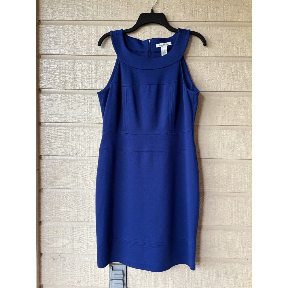Laundry By Design womens Midnight Blue Sleeveless Knit Sheath Dress size 10